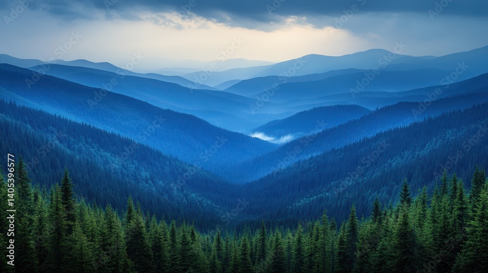 Fototapeta premium Majestic Blue Mountains Panorama: A Serene Landscape