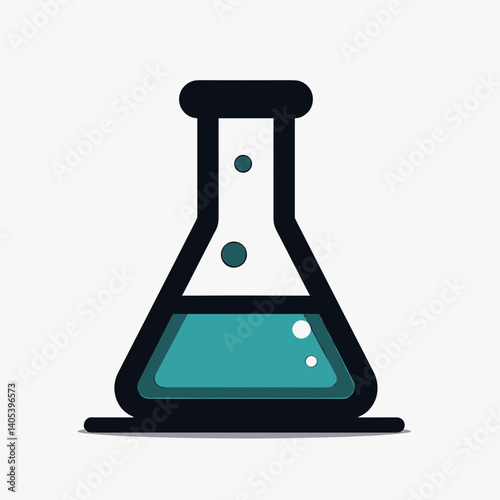 scientific beaker icon with blue liquid  vector illustration