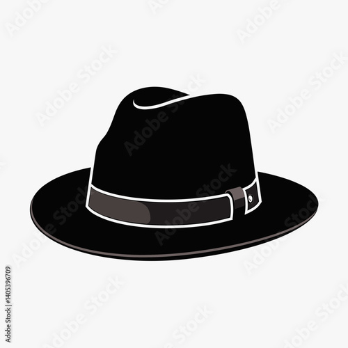 stylish black fedora hat with white stitching