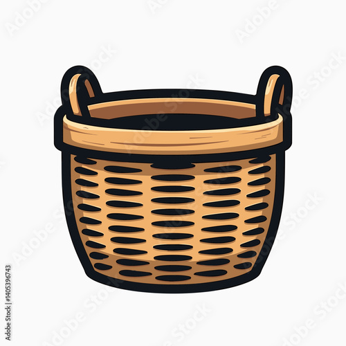 basket of apples with brown wicker  fresh produce illustration