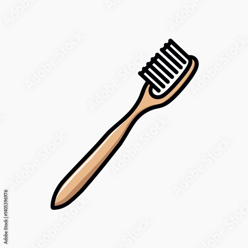 wooden toothbrush illustration with brown bristles
