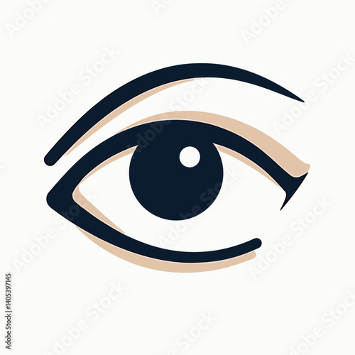 eye illustration with blue iris and tan sclera