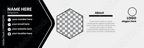 eye catching black and white  e-mail signature design with some information
