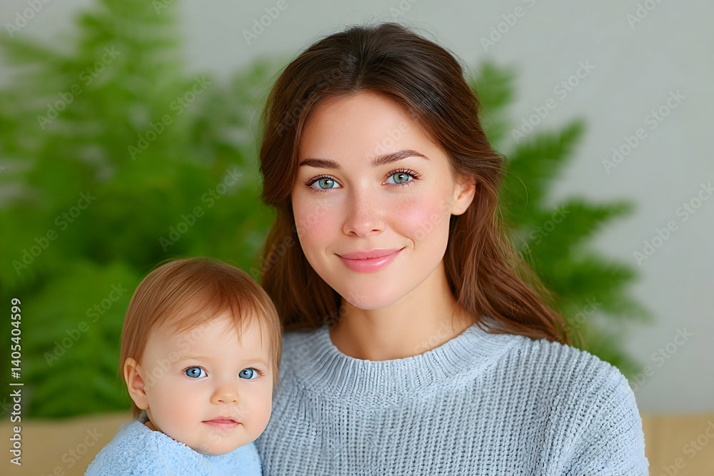 Happy mother and baby girl portrait . Generative AI Happy mother and baby girl portrait . Generative AI