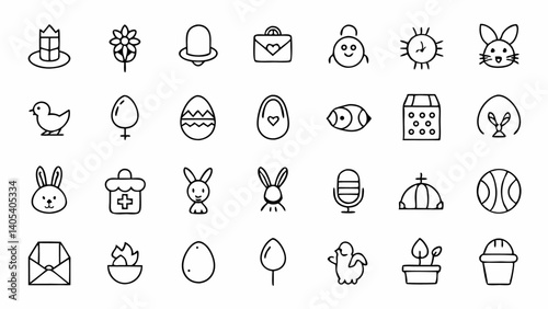 Discover an elegant pack of Easter-themed outline icons that add a minimalist touch to your creative work for celebrations, invitations, crafts, and web design content