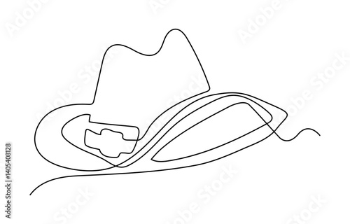 Male hat continuous one line drawing icon silhouette doodle isolated on white background.