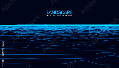 Wide black blueprint background with a perspective grid effect. Depth of field enhances the vector texture, perfect for futuristic or technical graphic design.