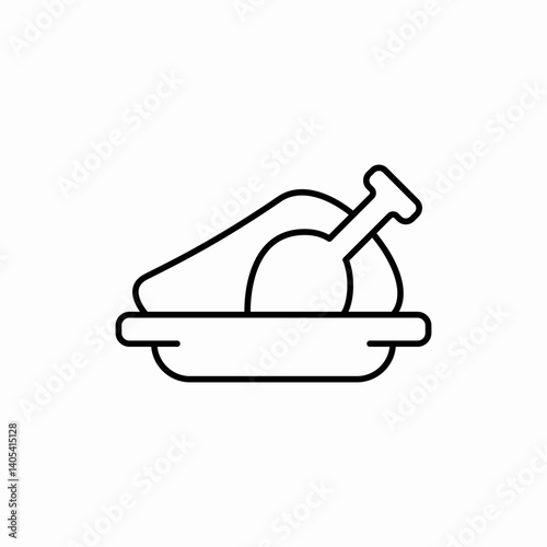 roasted turkey dinner icon vector sign