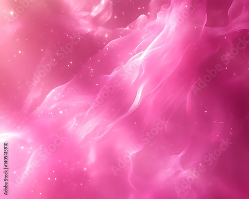 Abstract pink nebula with glowing particles.