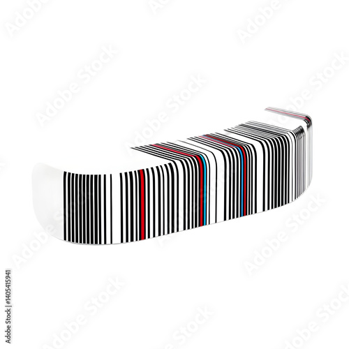 Abstract Illustration Of A Modern Barcode With Red And Blue Stripes On Black Background