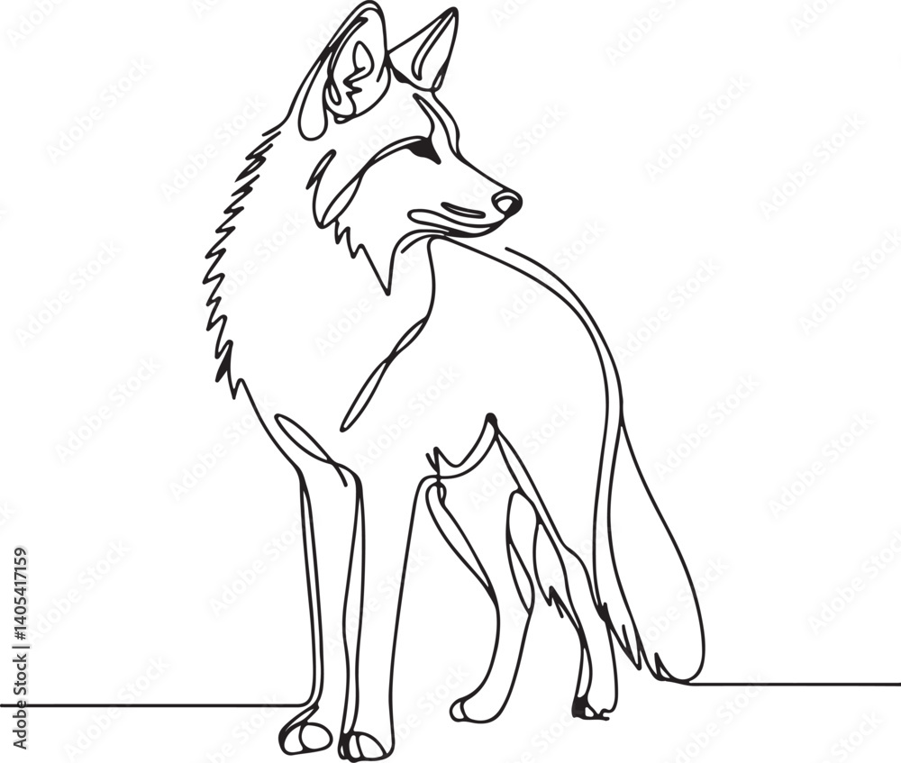 Obraz premium Minimalist Coyote Side Pose Sketch