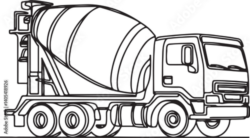 Construction Mixer Truck Sketch Art