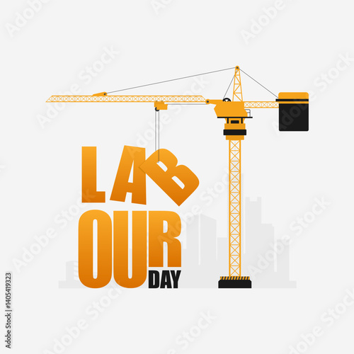 Illustration Vector Design Of International Labour day 1 May with Crane Background