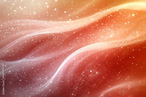 Abstract orange and white wavy background with sparkles.