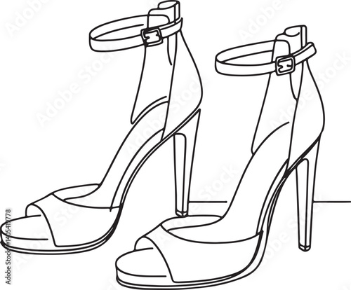 Fashion Heels Clean Line Illustration