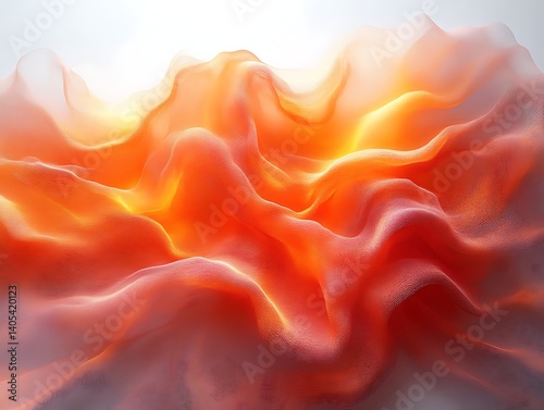Abstract orange fabric waves, glowing texture.