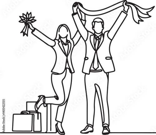happy male and female managers celebrating promotion vector