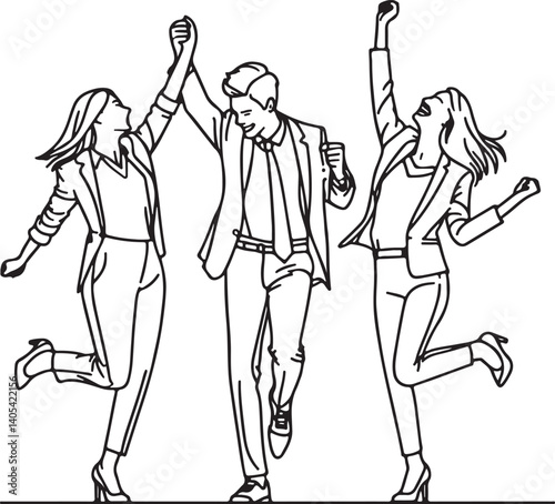 celebrating job promotion with managers line drawing vector