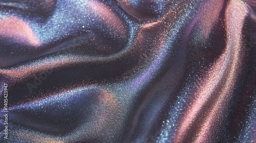Shimmering holographic fabric showcases fluidity and texture in a vibrant, iridescent tapestry of light and color