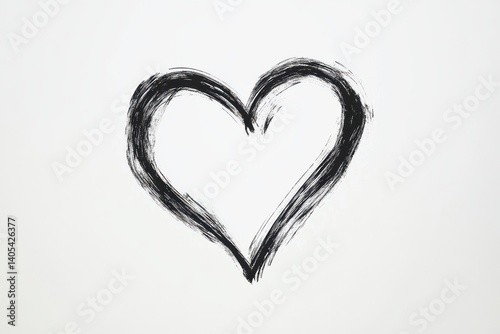 Brush stroke heart on white isolated on white background