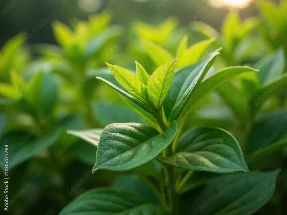 medicinal herbs and berries, traditional medicine Lush green plant with a leafy green stem. The leaves are wet and shiny. The plant is full medicinal herbs and berries, traditional medicine Lush green plant with a leafy green stem. The leaves are wet and shiny. The plant is full