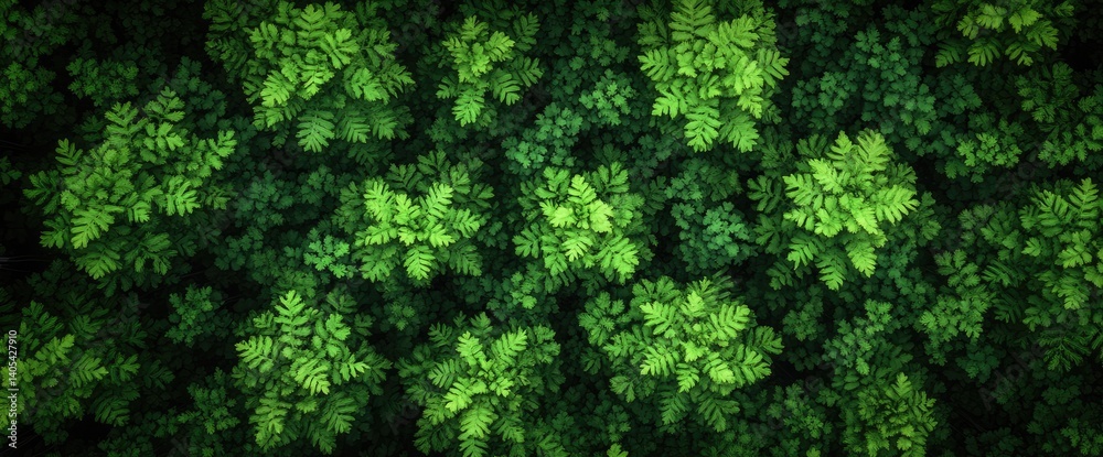 Lush forest canopy seen from above, dense foliage, shades of green creating depth and texture Lush forest canopy seen from above, dense foliage, shades of green creating depth and texture
