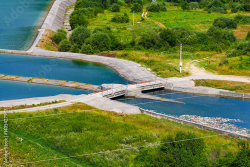 Obraz na płótnie Perucica hydroelectric power plant along the Zeta river in the Bjelopavlići Valley near Niksic in a rural area of northern Montenegro w salonie
