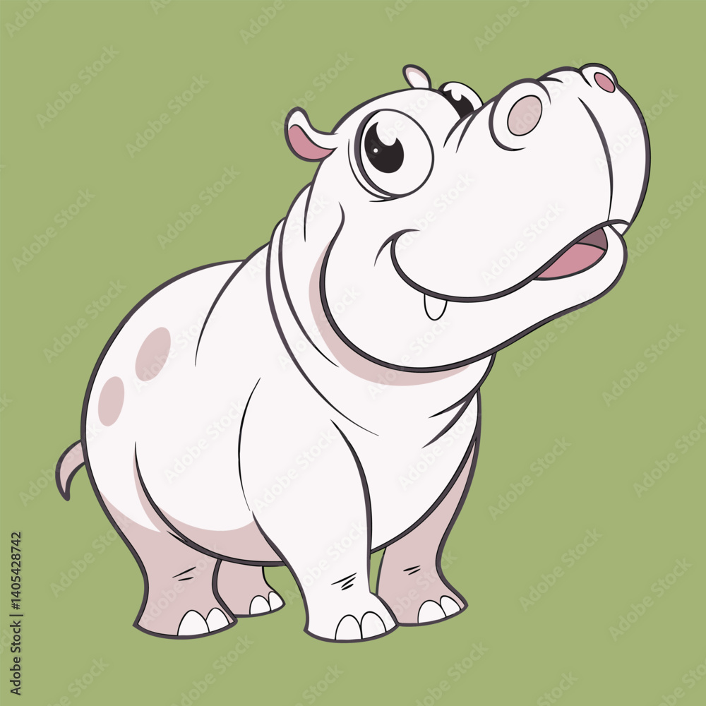 Fototapeta premium Vector Illustration Of A Cute Hippo. Cute Cartoon Hippo Character Illustration