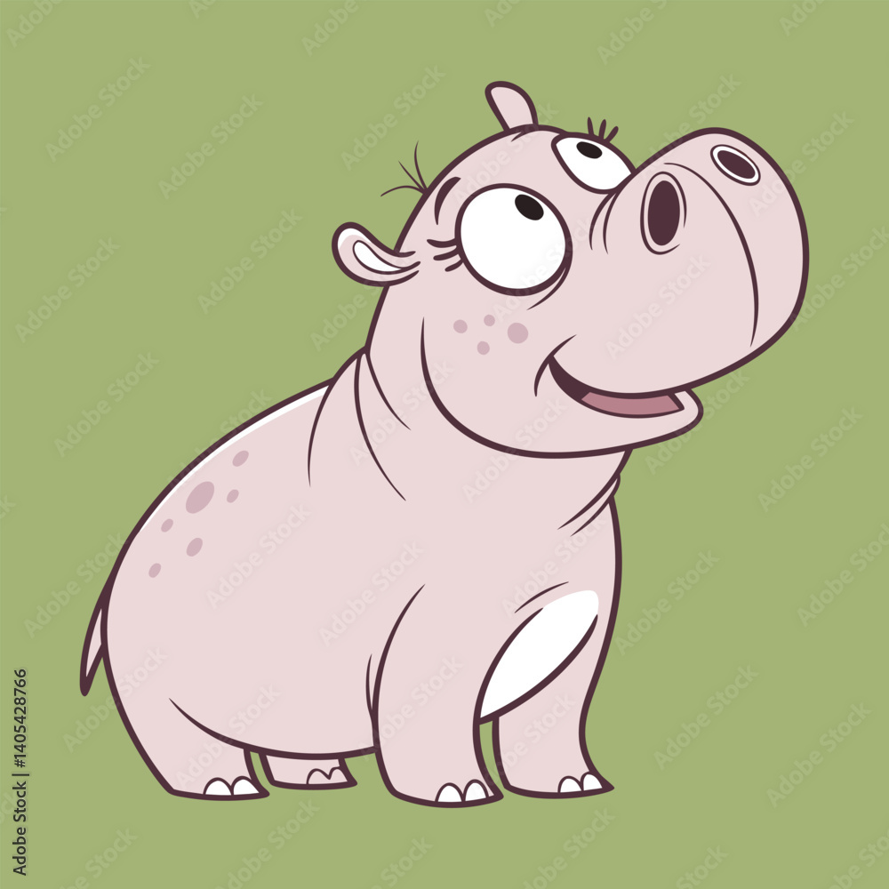 Fototapeta premium Vector Illustration Of A Cute Hippo. Cute Cartoon Hippo Character Illustration