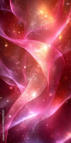 Abstract pink and orange glowing nebula.