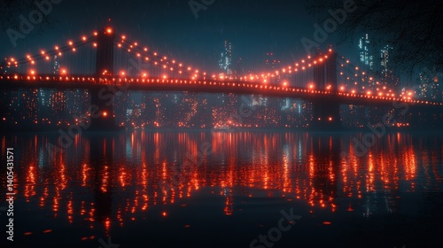 Night Lights on the City Bridge