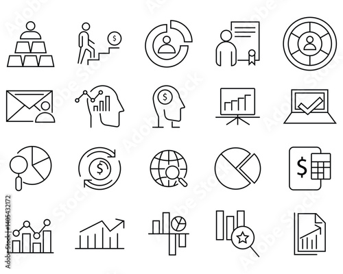 Big data analysis thin line icon set. Containing server, hosting,  cloud storage, server rack, infrastructure, backup,  data processing and bandwidth. Solid icons vector collection editable stroke.