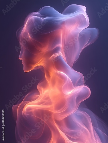 Abstract smoky female figure profile.