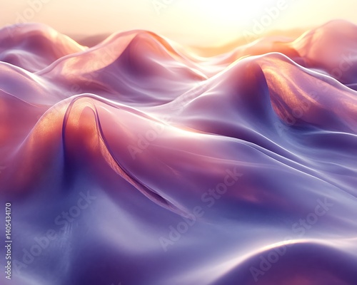 Abstract sunset over flowing silk hills.