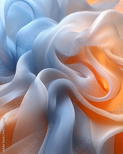 Abstract swirling blue and orange fabric. (1)