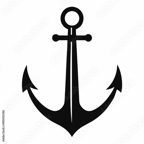 lack Anchor Silhouette on White Background Vector Art Illustration