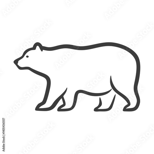 A majestic polar bear strolls across the arctic landscape in a simple, elegant line drawing style.