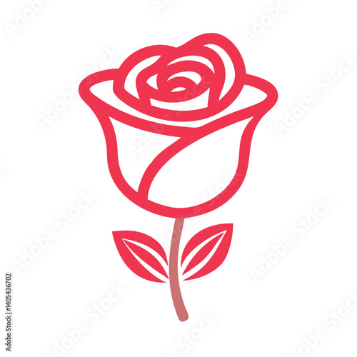 A timeless crimson rose, a symbol of enduring love and passionate romance, rendered in a simple yet elegant line art style.