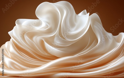 Abstract swirling cream silk fabric.