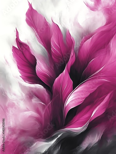 Abstract pink flower, swirling petals, soft focus.
