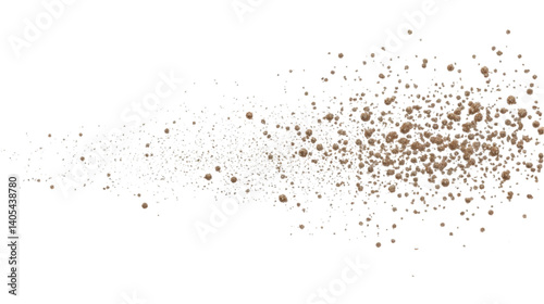Abstract PNG Illustration of Floating Brown Particles on Black Background