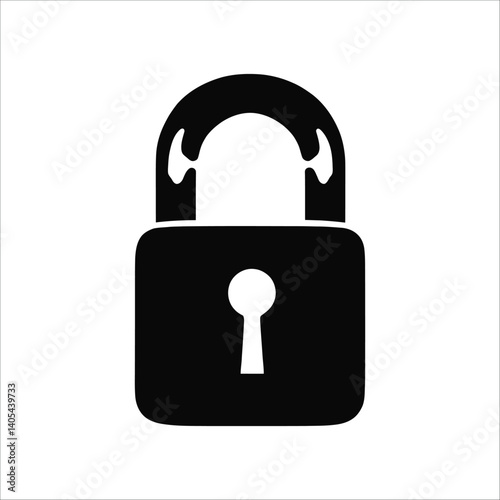 Lock Icon Pad Unlocked Padlock Silhouette – Representation of Security, Access, and Protection Vector Illustration