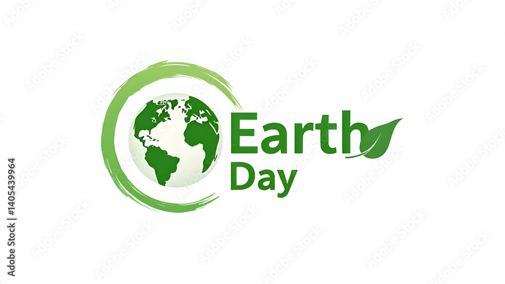 Green Earth Day Logo: Stylized green globe with leaf accents and bold Earth Day lettering on a clean white background. Ideal for conveying environmental awareness, conservation, celebrating Earth day. Green Earth Day Logo: Stylized green globe with leaf accents and bold Earth Day lettering on a clean white background. Ideal for conveying environmental awareness, conservation, celebrating Earth day.