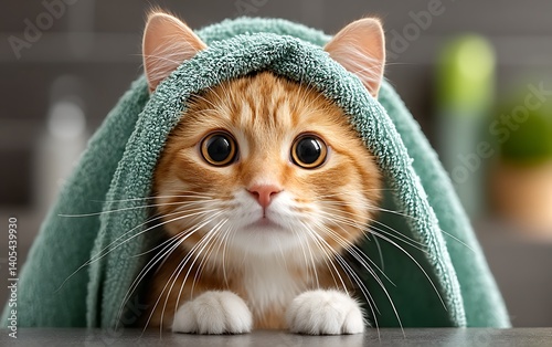 Cat in Towel, Kitchen