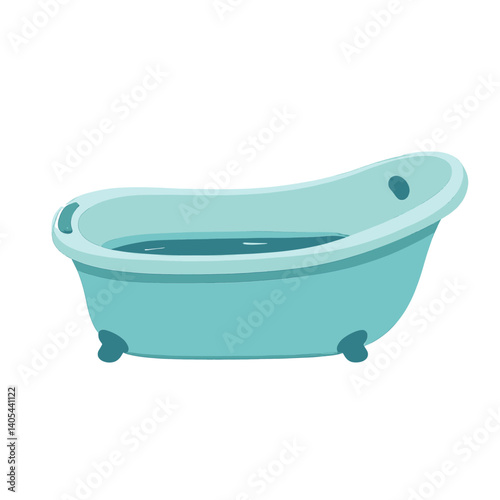 Aqua cartoon bathtub with water inside