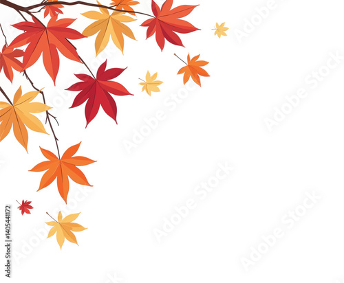 Autumn maple leaves in red, orange, and yellow hues