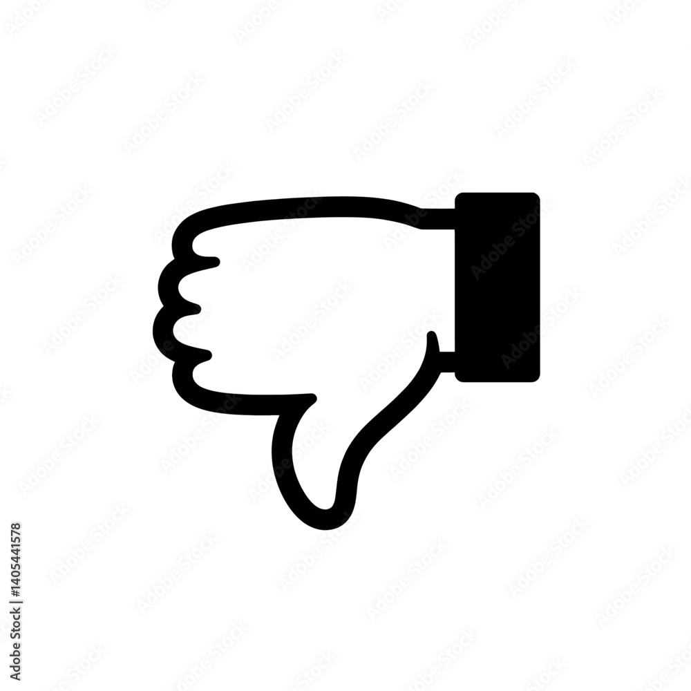 Black thumbs down icon on white background Black thumbs down icon on white background