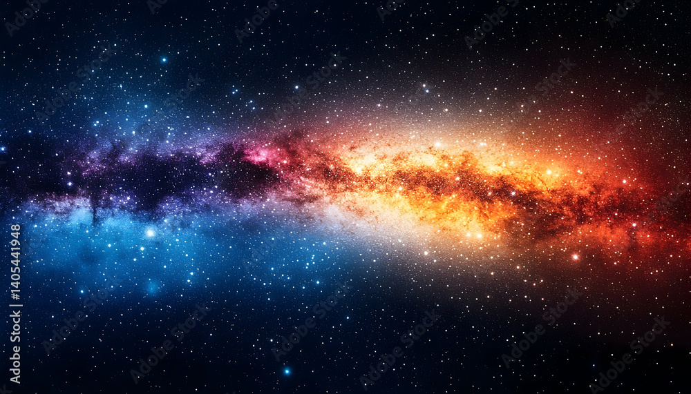 Fototapeta premium Stunning cosmic landscape featuring a vibrant galaxy with swirling colors and distant stars