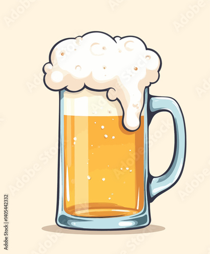 Cartoon Beer Mug with Frothy Head