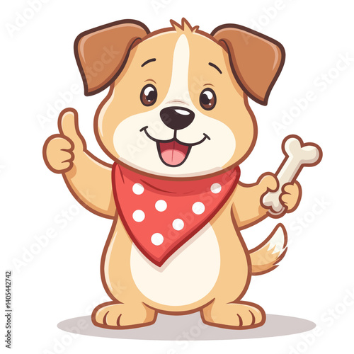 Cartoon dog with bone giving a thumbs up gesture